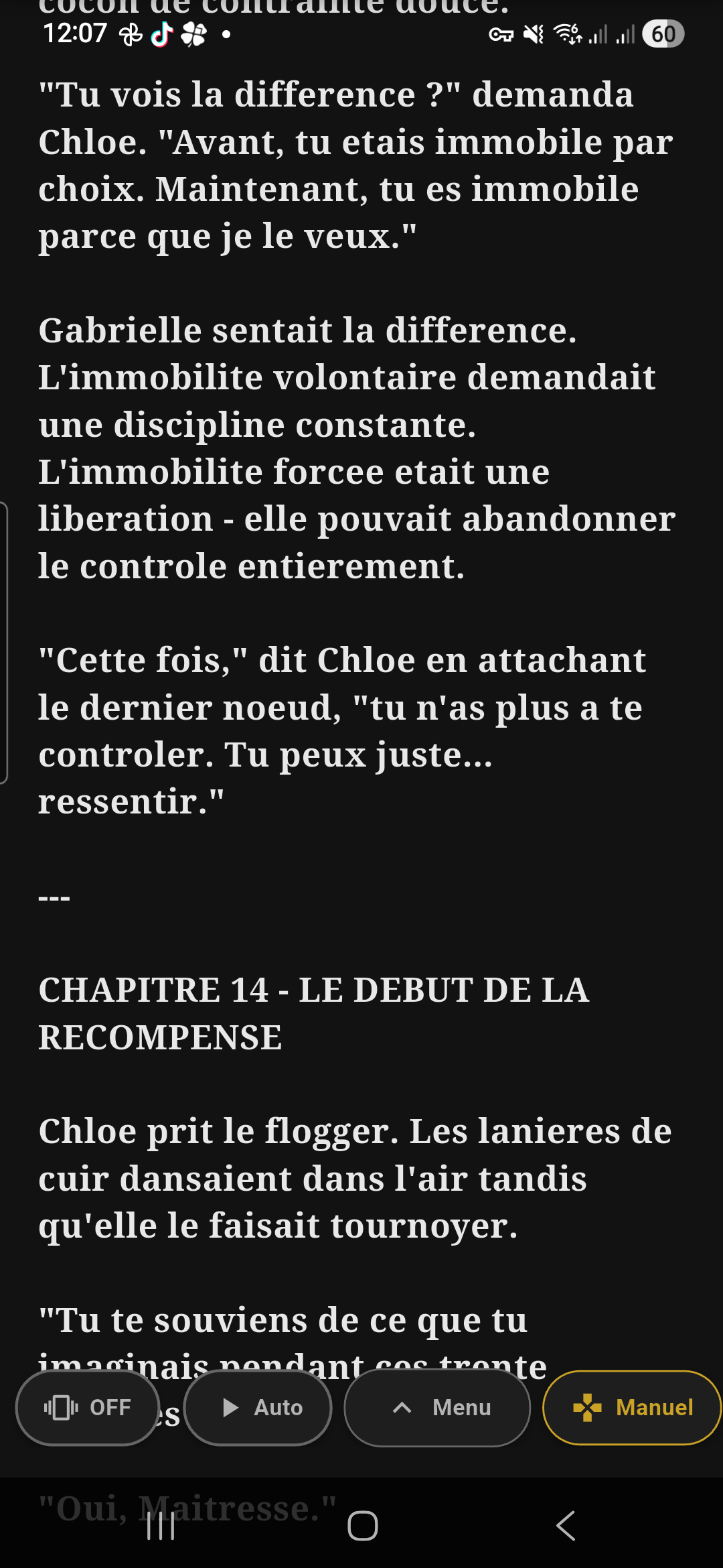 Lecteur avec menu ouvert