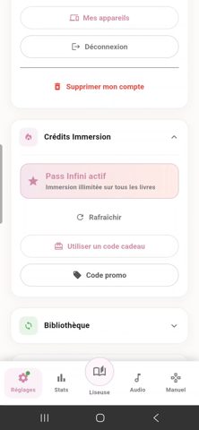 Crédits et Pass Infini